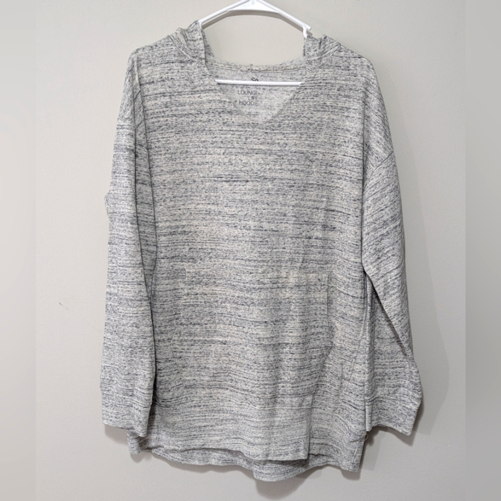 SO BRAND "Lounge Life Hoodie" Women's Size XL Marled Gray/Black V Neck